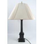 A black Corinthian column table lamp, with shade, height including shade 31ins