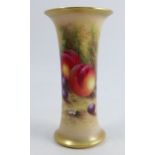 A Royal Worcester vase, decorated with fruit to a mossy ground by H Ayrton, shape number G923, dated