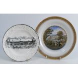 Two Victorian commemorative plates, one with a view of the Great London Exposition buildings that