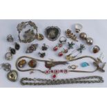 A quantity of silver and white metal jewellery, some with stamped marks