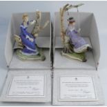 A pair of Royal Worcester limited edition figures, Cecila and Alice, from the Victorian Figures