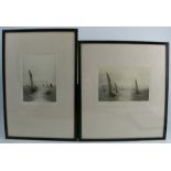 Rowland Langmaid, two dry point etchings, A Sunlit Sea and In the Path of the Sun, 8.5ins x 6.5ins
