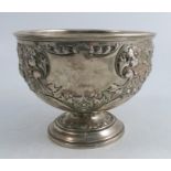 A silver pedestal bowl, with embossed decoration, Sheffield 1906, weight 10oz