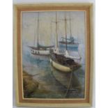 Clive Uptton, oil on artist board, At Anchor, 20ins x 14ins