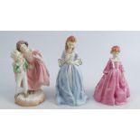 Three Royal Worcester figures, Grandmother's Dress, Sweet Anne and Sisters, height 7.25ins and