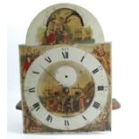 An Antique mahogany cased long case clock, the arched painted dial decorated with Britannia