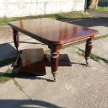 A late 19th century mahogany extending dining table, with leaves, 113ins x 49ins
