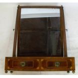 A 19th century mahogany dressing table mirror, the bow front base fitted with two drawers, the whole