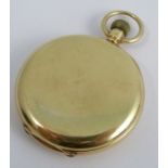 Waltham, an 18 carat gold hunter pocket watch, the signed white enamel dial with black Roman