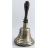 A 19th century hand bell, with turned wooden handle, height 15.5ins