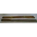Two pairs of wooden rowing boat oars, length approximately 78ins