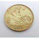 A 1910 half sovereign