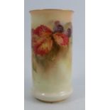 A Royal Worcester cylindrical shaped vase, decorated with Autumnal berries and leaves with gilt