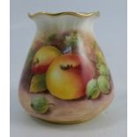 A Royal Worcester vase, decorated to the front with fruit to a mossy background by Mayberry, shape