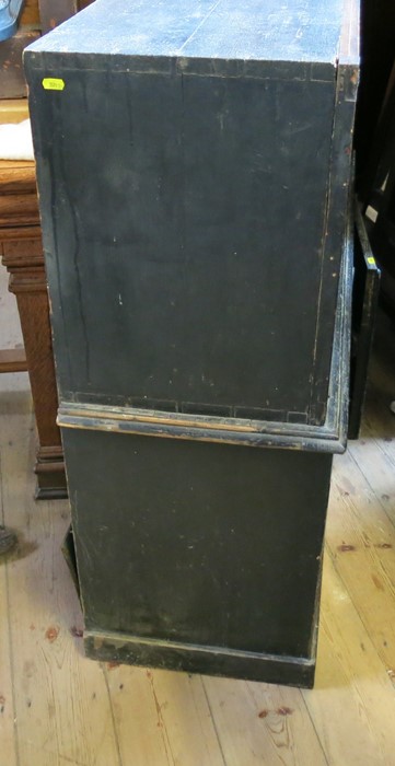 An ebonised Regency style museum cabinet, with display and storage space, width 50ins, depth 15. - Image 3 of 10