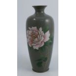 A Cloisonne vase, decorated with flowers to a grey ground, impressed mark to the base, height 7.