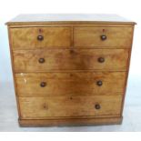 A 19th century mahogany chest, of two short over three long graduated drawers, on plinth base, depth