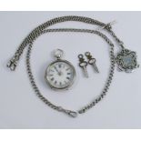 Anonymous, a late Victorian silver fob watch, with a bar movement with cylinder escapement, 4.1cm