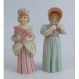 Two Royal Worcester candle snuffers, Town Girl and Country Girl, height 5.25insCondition Report: