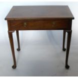 A 19th century mahogany side table, fitted with a single frieze drawer, raised on pad feet, widht