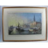 A 19th century colour print, Italian scene in the style of Canaletto, 14.5ins x 22ins