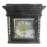 An Antique oak cased long case clock, the square brass dial having a silver chapter ring and