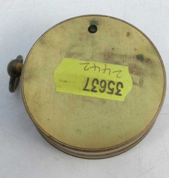 A 19th century gilt metal cased pocket barometer, the silvered dial inscribed H Muller London and - Image 4 of 4