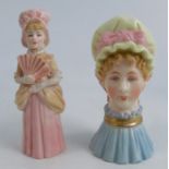 Two Royal Worcester candle snuffers, Mob Cap and Town Girl, height 3.25ins Condition Report: town