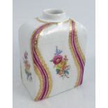 An 18th century Meissen tea canister, Academic Period, ozier moulded with painted flowers and