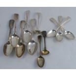 A collection of various hallmarked silver spoons, to include dessert, condiment and sauce ladle,