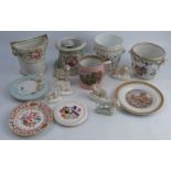 A group of 19th century ceramics, to include a Pratt ware pink ground mug and a plate, a Davenpot
