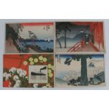 Four Japanese postcards, printed for the N.Y.K Line, three with landscapes, the other with N.Y.K