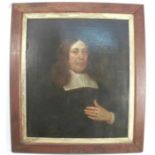 An 18th century English School oil on canvas, portrait of a man in clerical dress, 30ins x 24ins