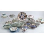 A collection of 18th century and later Worcester and other porcelain, comprising tea bowls, saucers,