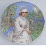 A 19th century Minton Art Studio style plate, painted with a lady, impressed Minton and date code,