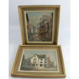 George Horne, a pair oil on board, Island House, The Barbican, Plymouth and Old High Street, The