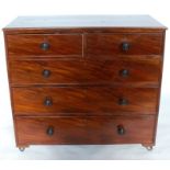A 19th century mahogany chest, of two short over three long graduating drawers, depth 21.5ins, width