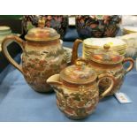 A 15 piece Meyii period Japanese pottery Satsuma teaset, comprising 6 cups and saucers, teapot, milk