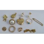 A small quantity of gold and gold coloured jewellery, some with stamped marks