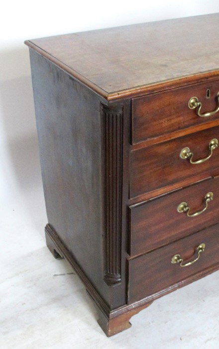 A 19th century mahogany chest, of two short over three long graduated drawers, with fluted columns - Image 3 of 3