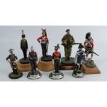 Eight various painted models, of English Regimental Infantry men, heights 5ins and down