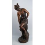 A carved wooden model, of a semi nude Classical maiden, height 34ins