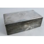A silver cigarette box, of rectangular form, engraved with initials, Birmingham 1912, maker A & J