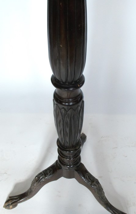 A mahogany torchere stand, with fluted and carved decoration, height 56.5ins - Image 3 of 3