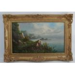F Hilder, oil on canvas, On the Coast of Jersey, 11ins x 19.25ins