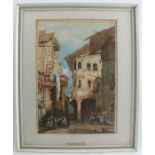 Samuel Prout, watercolour, Continental town scene, 16ins x 10.75ins
