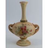 A Royal Worcester blush ivory vase, with fluted neck, the oval body decorated with flowers, to an