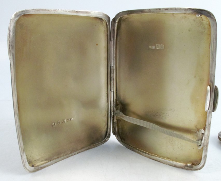 A late Victorian silver cigarette case, the cover with a later applied resin image of Leda and the - Image 6 of 10