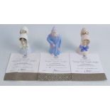 Three boxed limited edition candle snuffers, Old lady, Toddie and Young Girl, with