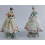 A pair of Royal Worcester limited edition figures, Penelope and Lisette, from the Victorian
